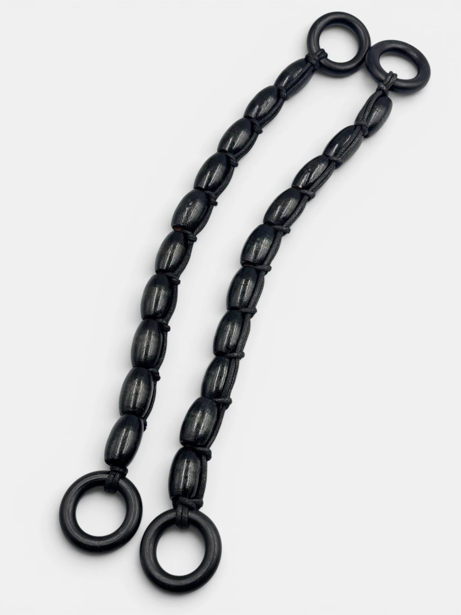 Manere de geanta din Margele de Lemn Negru 40 cm
