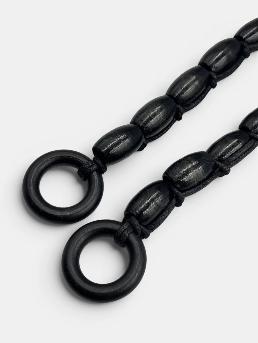 Manere de geanta din Margele de Lemn Negru 40 cm