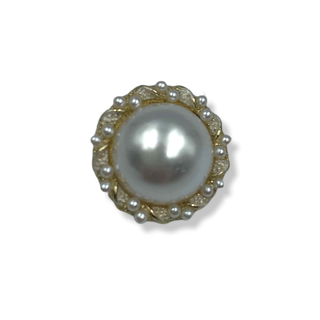 Nasturi de ocazie cu perla si strasuri, prindere cu picior, dimensiune 20mm