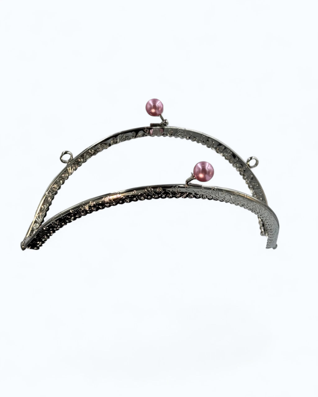 Rama metalică semicerc Roz pentru portofel/geantă gravată 22x10cm