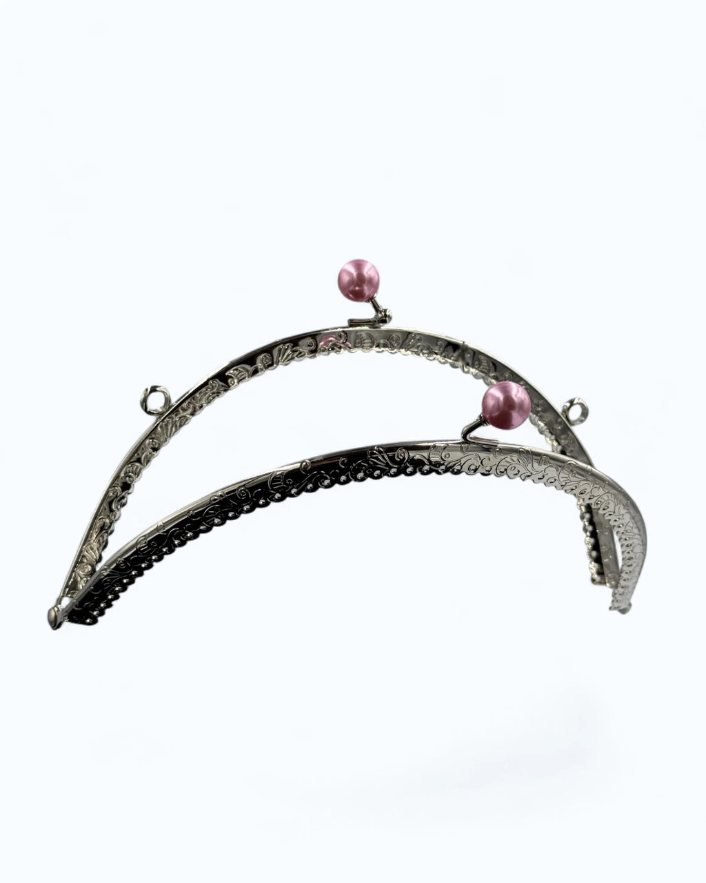Rama metalică semicerc Roz pentru portofel/geantă gravată 22x10cm