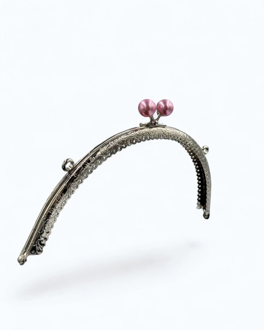 Rama metalică semicerc Roz pentru portofel/geantă gravată 22x10cm