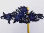 Aplicatie dantela bleumarin cu flori 3d