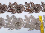 Dantela maro si auriu model floral 3d si aplicatii micropaiete
