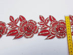 Dantela rosie model floral 3d si aplicatii micropaiete