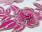 Dantela roz si ciclamen model floral 3d si aplicatii micropaiete