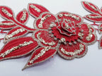 Dantela rosie model floral 3d si aplicatii micropaiete