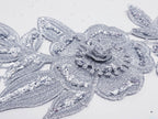 Dantela neagra si argintie model floral 3d si aplicatii micropaiete