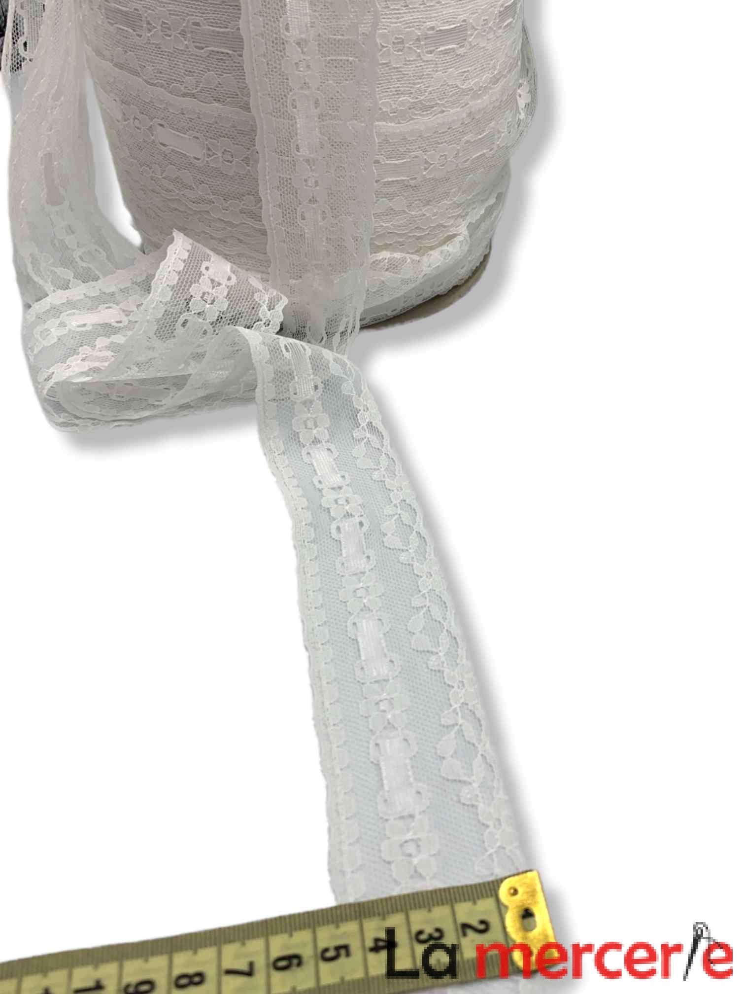 Dantela fixa, alb, model floral, latime 45mm