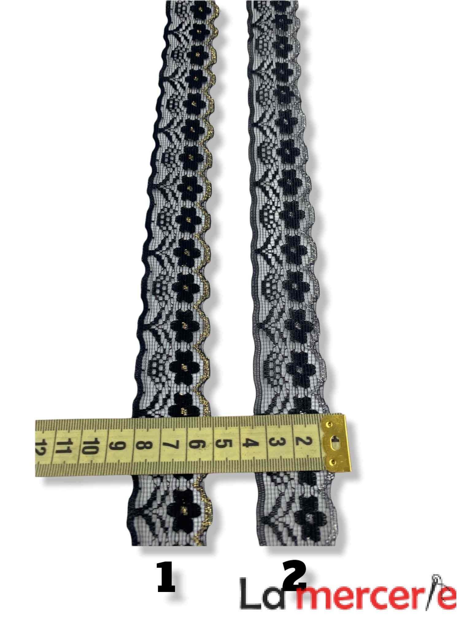 Dantela fixa, negru, model floral,latime 30mm