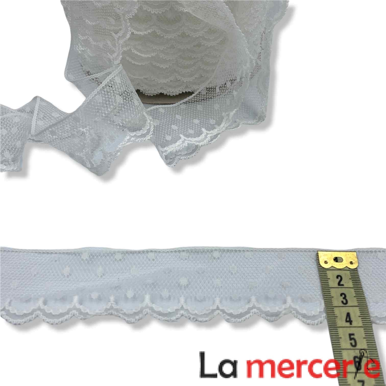 Dantela fixa, alb, model floral, latime 40mm